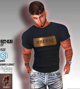 Second Life Marketplace - Brutal Brutal Gold Tee Shirt Black - ADD ME